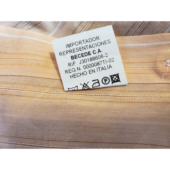 (N) Cassera Men's Shirt Italy Size 41 Stripe Long Sleeve Semi Sheer Orange - Picture 10 of 10